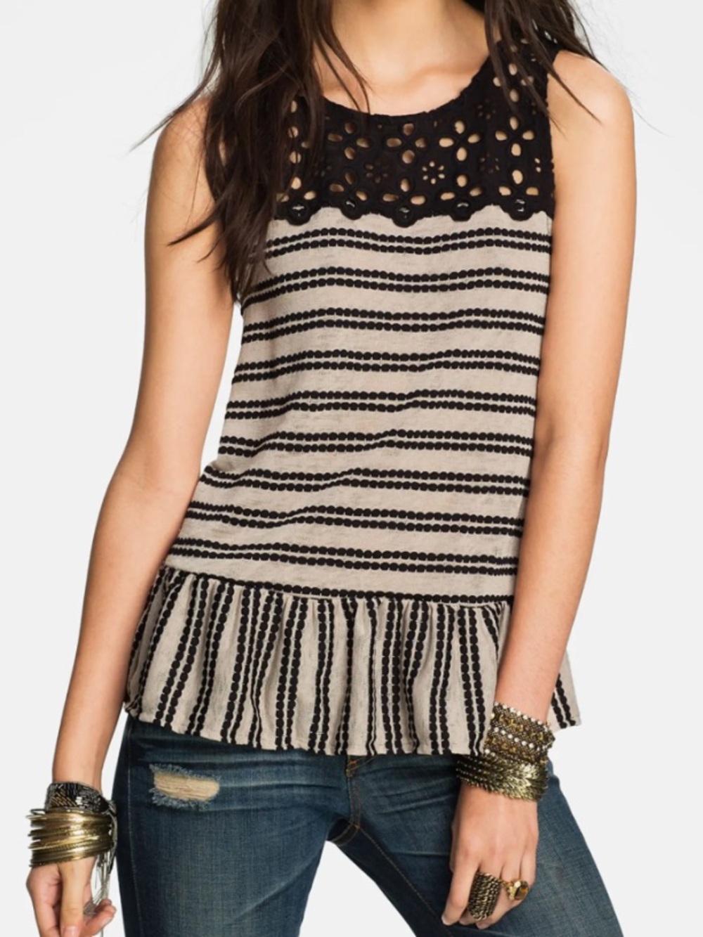 Free People Molly's Retro Peplum Top S